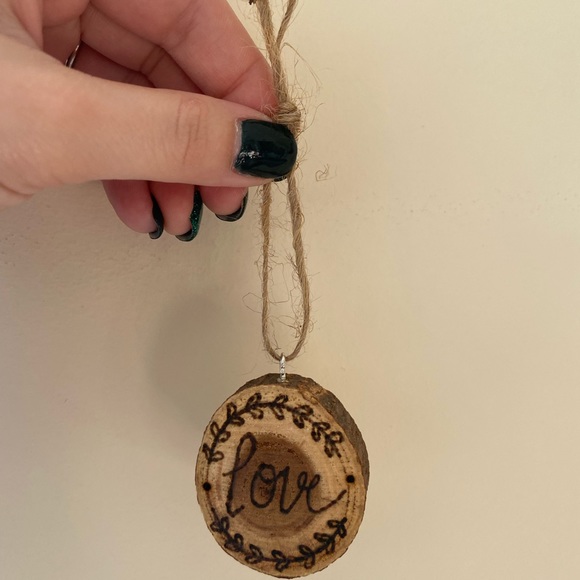 “Love” wood burned wood slice ornament - Picture 2 of 5